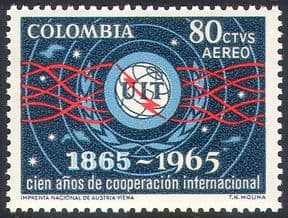 Colombia 1965 ITU-UIT/ Space/ Radio/ Telecomms/ Communications/ Telecommunications 1v (n27379)