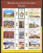 Colombia 2004 Regions / Waterfall / Church / Art / Boats / Nature / Buildings 12v sht n34913