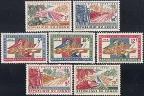 Congo 1963  Economic Aid/ Tractors/Construction/ Bridge/ Road/ Plans  7v set  (n36597b)
