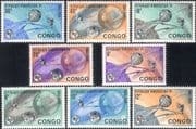 Congo 1965 ITU-UIT/ Space/Satellites/ Radio/ Communications/ Map 8v set (b8000a)