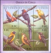 Congo 2000 Oriole/ Waxbill/ Sunbird/ Whydah/ Weaver/ Birds/ Nature/ Wildlife 6v m/s (b9788x)