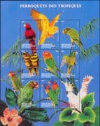 Congo 2000 Parrots/ Birds/ Nature/ Flowers/ Wildlife/ Conservation 9v m/s (s4137r)