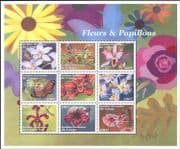 Congo 2001 Orchids/ Butterflies/ Bees/ Plants/ Flowers/ Insects/ Nature 9v sht (n46287a)