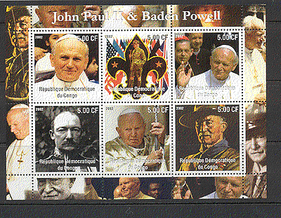Congo 2002 SCOUTS / Powell / Pope John Paul 6v m / s (n10549)