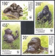Congo 2002 WWF/ Gorillas/ Endangered Animals/ Wildlife/ Nature/ Conservation 4v set (s3470)