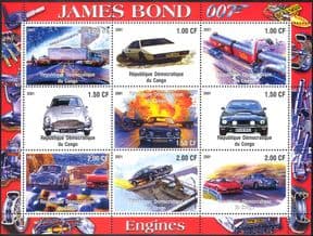 Congo James Bond/ Cars/ Aston Martin/ Trains/ steam/ Railway/ Motoring/ Transport sht (cs) (n13770)