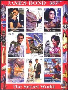 Congo James Bond/ Secret World/ Cinema/ Films/ Helicopters/ Aircraft/Transport imperforste sht (cs) (s5775a)