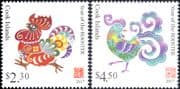 Cook Islands 2017 YO Rooster/Birds/ Nature/ Zodiac/ Fortune/ Luck/ Greetings 2v set (s87b)