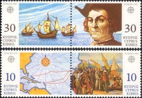 Cyprus 1992 Europa/ Columbus/ Sailing Ships/ Transport/ Exploration  4v set prs  (b6225m)