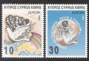 Cyprus 1995 Europa / Peace / Freedom / Doves / Prisoner / Map / Birds / Nature 2v set (n39093)