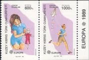 Cyprus (Turkish) 1989 Europa/ Children's Games/ Toys/ Dolls/ Kites/ Doll/ Kite 2v set pr (b340e)