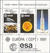 Cyprus (Turkish Posts) 1991 Europa/ Europe in Space/ Satellite/ Shuttle 2v m/s (ex1115)