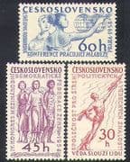 Czechoslovakia 1958 Statue / Art / Tradesd Union / People / Politics 3v set (n37777)