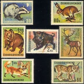 Czechoslovakia 1966 Lynx/ Fox/ Bear/ Deer/ Badger/ Boar/  Animals/ Nature/ Wildlife 6v set (n46152)