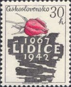Czechoslovakia 1967 Lidice 25th Anniversary/ War/ WWII/ Military/ Rose 1v (n46886)