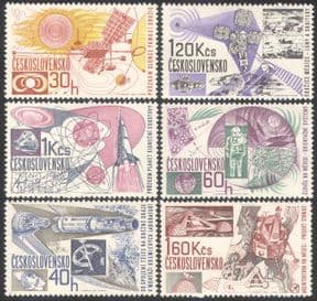 Czechoslovakia 1967 Space Research  /  Rocket  /  Satellite  /  Moon  /  Transport 6v set n38901