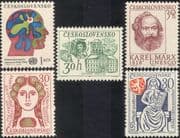 Czechoslovakia 1968 Karl Marx/ Health/ WHO/ Writer/ Museum/ Theatre/ Buildings 5v set (n44166)