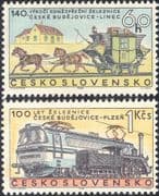 Czechoslovakia 1968 Trains/ Horse-drawn Coach/ Steam Engine/ Rail/ Railways/ Transport 2v set n44468