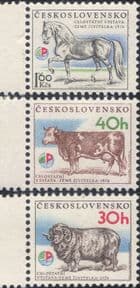 Czechoslovakia 1976  Horses/ Sheep/ Cattle/ Animals/ Nature/ Farming  3v set  (n46604)