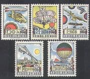 Czechoslovakia 1977 Planes / balloons / Zeppelin / Aviation / Transport 5v set (n38272)