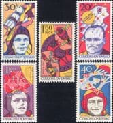 Czechoslovakia 1977 Space Flight/ Gagarin/ Armstrong/ Skylab/ Rockets/ People 5v set (n29408)