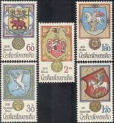 Czechoslovakia 1979 Heraldry/ Coat-of-Arms/ Bear/ Horse/ Eagle/ Goat/ Dragon/ Animals 5v set n44140