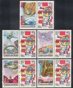 Czechoslovakia 1984 Space Station/ Rockets/ Intercosmos/ Soyuz/ Salyut/ Radio Dish Aerial 5v set + lbls (n37778)