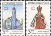 Czechoslovakia 1991 Church/ Clock Tower/ Buildings/ Architecture/ Statuette/ Figurine 2v set (n39413d)