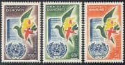 Dahomey 1960 United Nations / Doves / Birds / UNBuilding / Animation 3v set (n40923)