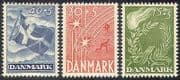 Denmark 1947 Liberation/Rail/Railway/Flag /Flame /Military 3v set n40997