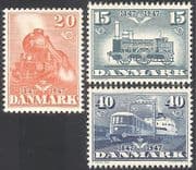 Denmark 1947 Trains / Steam Engine / Locomotives / Railways / Rail / Transport 3v (n37308)