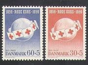 Denmark 1959 Red Cross / Medical / Health / Welfare / Flag / World 2v set (n35887)