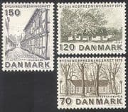 Denmark 1975 Architecture / Buildings / Heritage Year / Farm / Church 3v set (n40600)