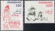 Denmark 1982 Robert Storm Petersen/ Cartoonists/ Cartoons/ Dog/ Penguin/ Animation 2v set (n30515)