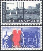 Denmark 1986 Boats/ Harbour/ Bridge/ Towns/ Commerce/ Buildings 2v set (n23565)