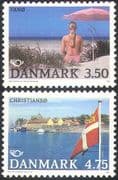 Denmark 1991 Tourism/ Boats/ Harbour/ Beach/ Sunbathing Woman/ Postal Co-operation 2v set (n30092)