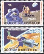 Djibouti 1980 Space/ Apollo 11/ Moon Landing/ Soyuz Link-up/ Rockets 2v set (n42149)