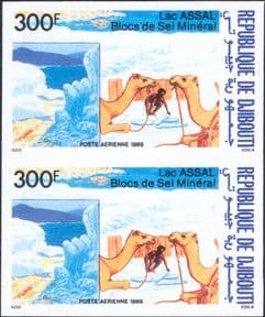 Djibouti 1989  Lake Assal/ Camels/ Salt/ Minerals/ Animals  2 x 1v IMPERFORATE pair  (n46783)