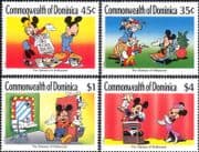 Dominica 1989 Disney/ Mickey/ Hollywood/ Films/ Cinema/ Cartoons/ Animation 4v set (b6301t)