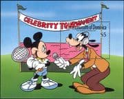 Dominica 1989 Disney/ Mickey/ Tennis/ Hollywood/ Films/ Cartoons/ Sports/ Animation 1v m/s (s578w)