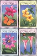 Dominica 2000 Butterflies/ Bee/ Orchid/ Insects/ Flowers/ Plants 4v set (b9909h)