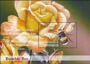 Dominica 2002 Bumble Bee/ Insects/ Nature/ Bees/ Rose/ Flowers 1v m/s (s1178)