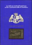 Dominica Aircraft : Firsts in Aviation 1 value, embossed self adhesive 23K GOLD leaf and Reve