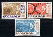 Ecuador 1964 Tractor/ Volcano/ Ship/ Flame/ Industry/ Transport/ Farming 3v set (n27426)
