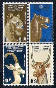 Egypt 1976 Lion  /  Hippo  /  Animals  /  Statues  /  Art 4v set n29336