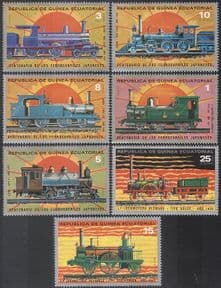 Equatorial Guinea 1978 TRAINS  /  Steam Engines/ Locomotives/ Rail/ Railways /  Transport 7v n16168