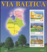 Estonia 1995 "Via Baltica Motorway"/ Hotel/ Castle/ Church/ Buildings/ Transport 3v m/s (ee1108)