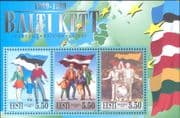 Estonia 1999 Baltic Chain 10th Anniversary/ National Flag/ Family 3v m/s (ee1327)