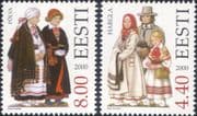 Estonia 2000 Traditional Costumes/ Clothes/ Textiles/ Design/ Heritage 2v set (ee1272)
