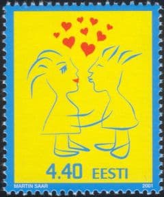 Estonia 2001 St Valentine's Day/ Hearts/ Love/ People/ Animation 1v (ee1133)
